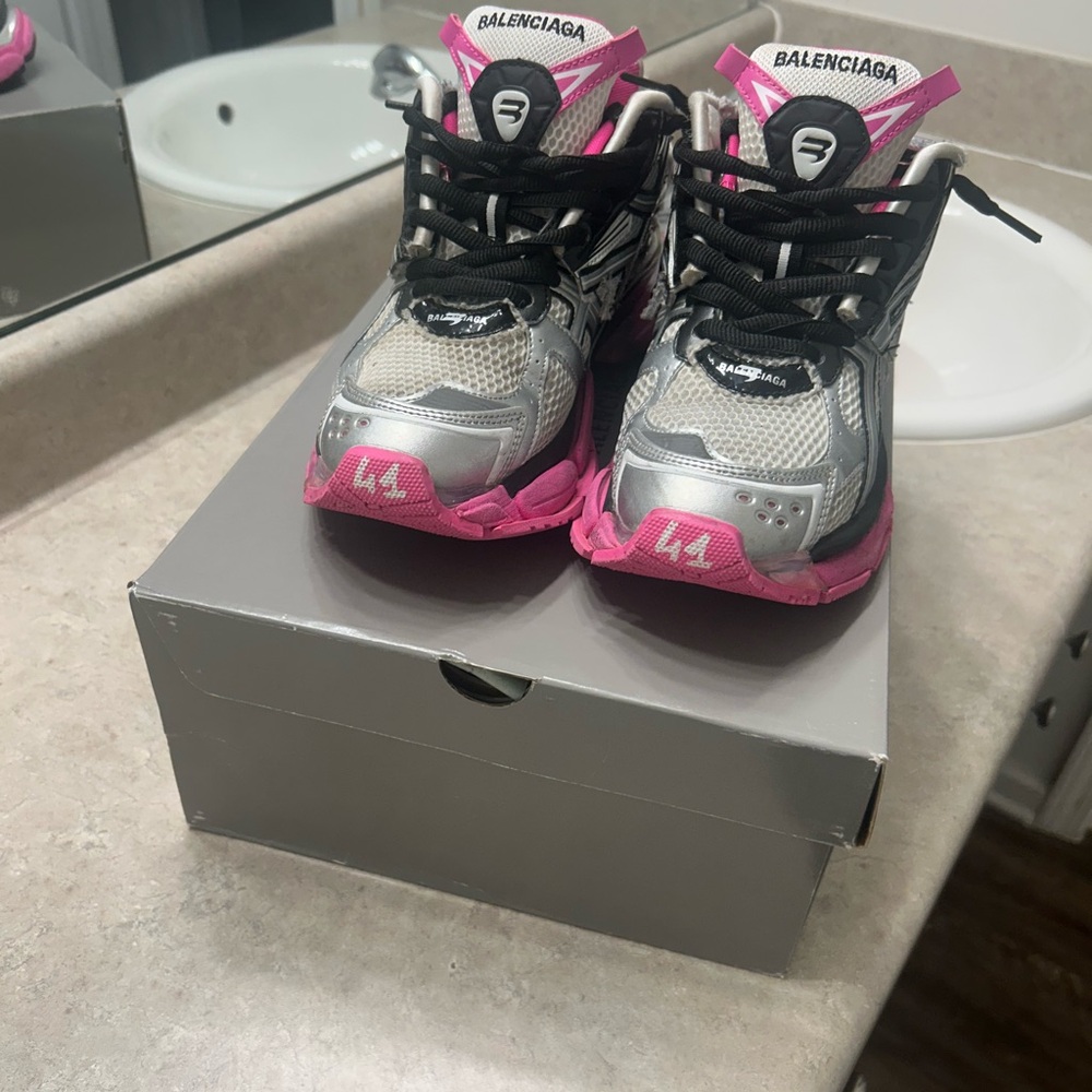 Balenciaga Silver and Pink Sneakers Modern Chunky Design